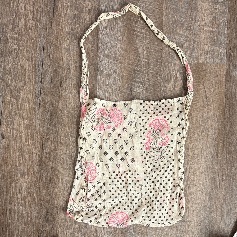 Free People Gauzy Lightweight Hobo Shopping Bag Purse Tote OS Floral Stars